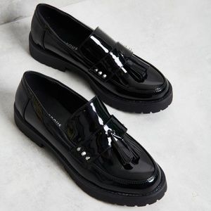 Glamorous Black Patent Tassel Loafers